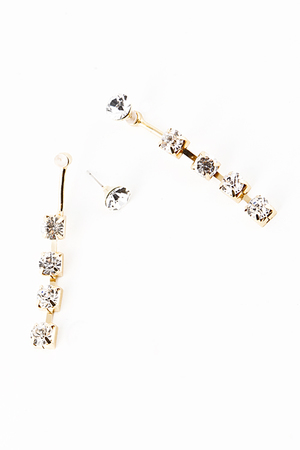 Cubic Rhinestone Lined Two Piece Earring 5CAD1